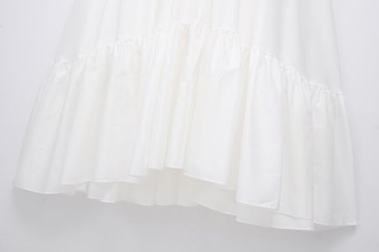 TFMLN New Elegant Women's Tierred Long Dress Summer Classic Fashion Solid Side Zipper Dresses High-Waist A-line Party Soft Dress