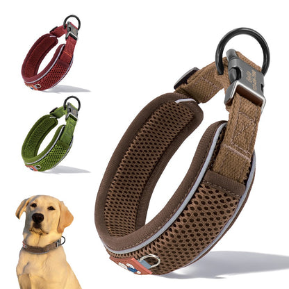 Coleira Personalizada Para Cães, Malha Respirável, Coleiras Refletivas, Colar Durável Para Animais de Estimação Pequenos, Médios e Grandes, Gravura Gratuita