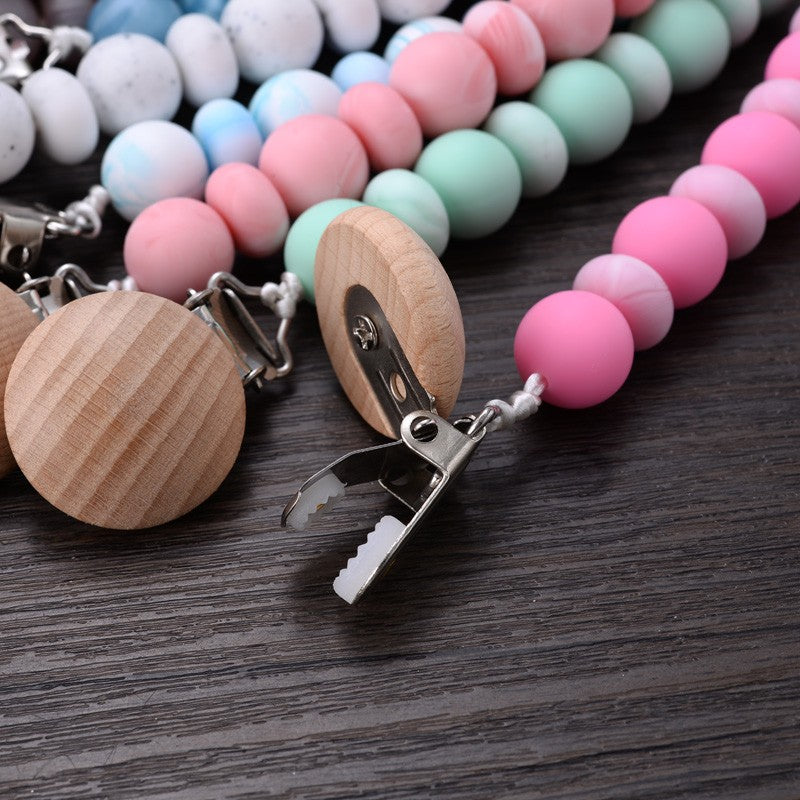 New Silicone Beads Dummy Clip Holder Soother Pacifier Clips Chain for Baby Teething Toys Chew Gifts Accessories BPA Free