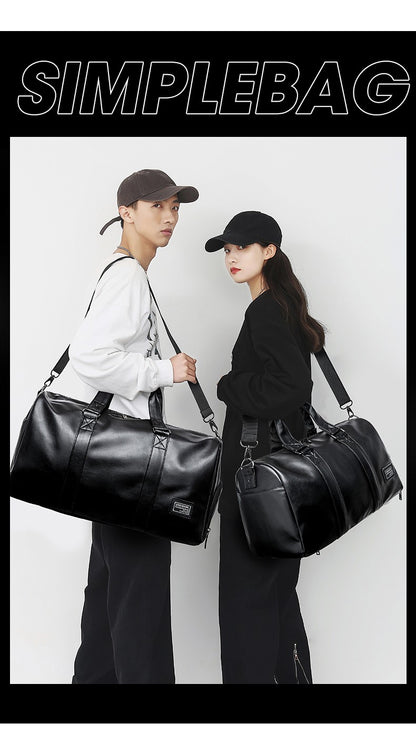 Large Capacity Travel Bag PU Travel Handbag Men Carry On Luggage Duffle Bags Soft Casual Black Big Weekend Bags Travelling Tote
