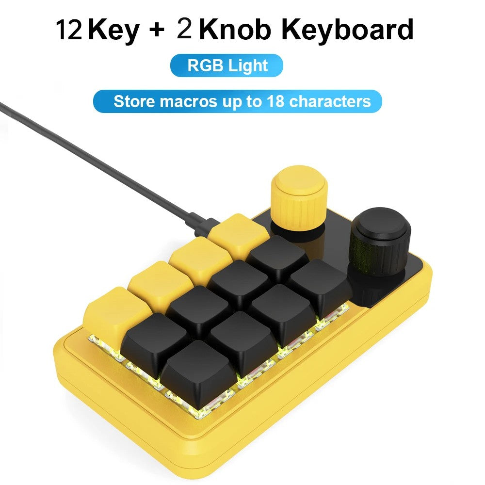 Programming Macro Custom Knob Keyboard RGB 3 Key Copy Paste Mini Button Photoshop Gaming Keypad Mechanical Hotswap Macropad