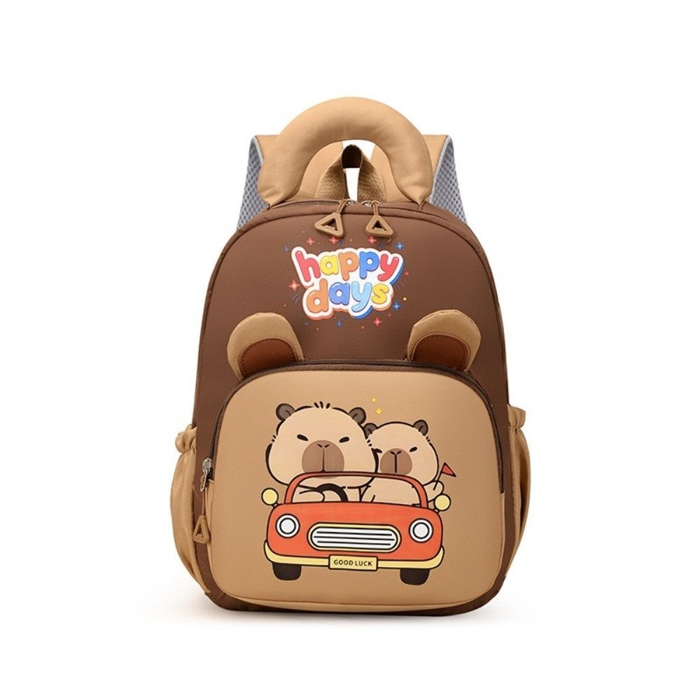 Mochila de Capivara Kawaii de Desenho Animado, Nylon Leve, Mochila Escolar de Capivara, Grande Capacidade, Multibolsos, Mochila para Jardim de Infância