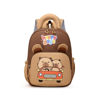 Mochila de Capivara Kawaii de Desenho Animado, Nylon Leve, Mochila Escolar de Capivara, Grande Capacidade, Multibolsos, Mochila para Jardim de Infância