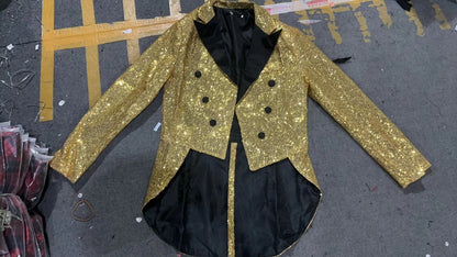 Fashionable Tailcoats for Men's Party Stage Banquets Nightclubs Performances Sequins Designs Slim Fit Blazer Masculino