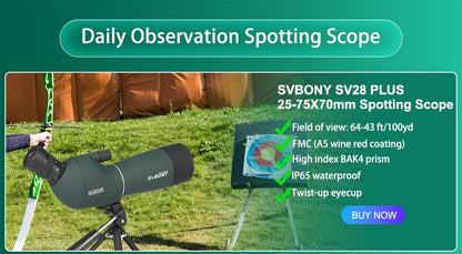 Svbony SV28plus 50/60/70mm Luneta Terrestre Telescópio Zoom Potente Longo Alcance Prisma PORRO Adequado para Tiro ao Alvo Arco e Flecha