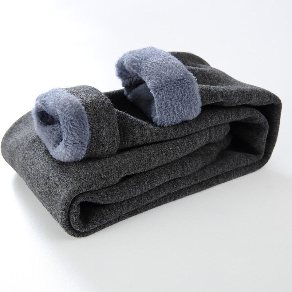 Girls Fleece-Lined Thermal Leggings Children Winter Thickened Warm Comfortable Outdoor Pants Kids Solid Color Casual Bottoms