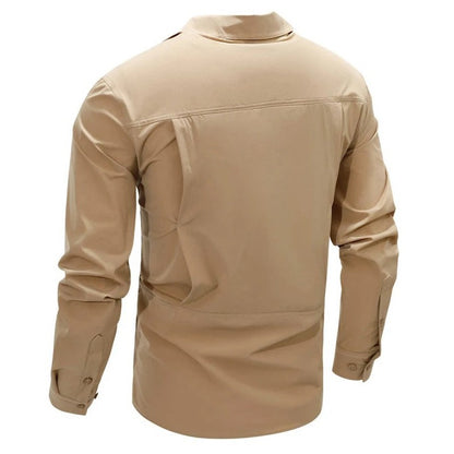 Spring Men Long Sleeve Shirts Mens Tactical Work Outdoor Cargo Shirts Men Summer Casual Breathable Quick Dry Safari Hiking Shirt