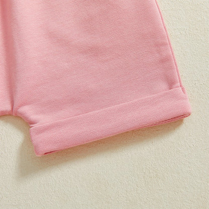 Adorable Infant Girl Casual Wear Set with Cute Printed Tee and Matching Solid Color Shorts for Summer Fun