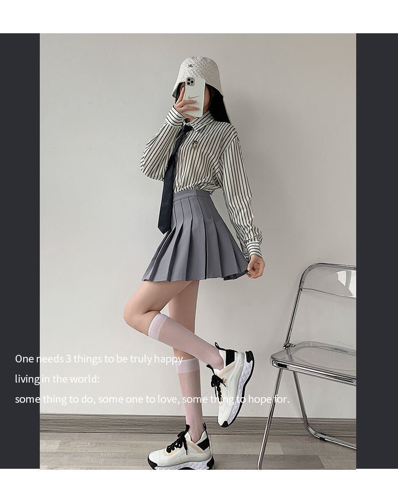 Women Pleated Skirt High Waist A-Line Mini Skirt School Girl JK Uniform Skirt Skater Skirt Tennis Skirt White Plus Size