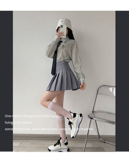 Women Pleated Skirt High Waist A-Line Mini Skirt School Girl JK Uniform Skirt Skater Skirt Tennis Skirt White Plus Size