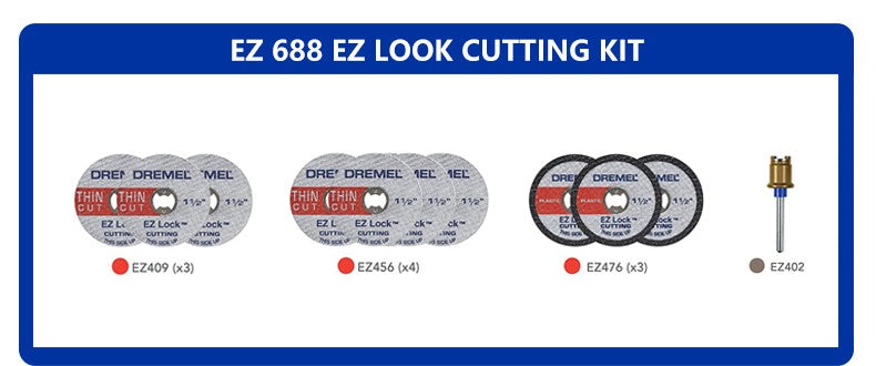 Kit de Corte Dremel EZ Lock Cortador de Plástico 476 Mandril 402 Cortador Fino 409 para Ferramenta Elétrica de Esmerilhamento EZ688-01 / 686