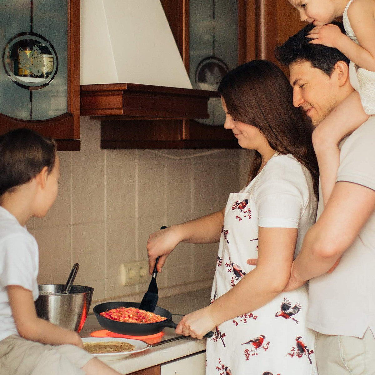 Frigideira de Ferro Fundido com Bico Antigotejamento Pré-Temperada, Utensílio de Cozinha Seguro para Forno, Acampamento, Uso Interno e Externo