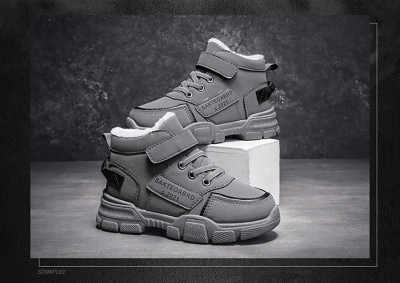 Winter Children's Boots Boys Plus Cashmere Thicken Warm Snow Boots Girls Non-slip Outdoor Boots Student Shoes Hiking Shoes