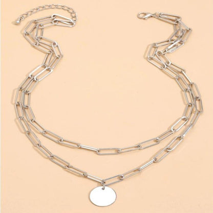 Vintage Round Charm Layered Necklace Women's Jewelry Layered Accessories for Girls Clothing Aesthetic Gifts Fashion Pendant 2024
