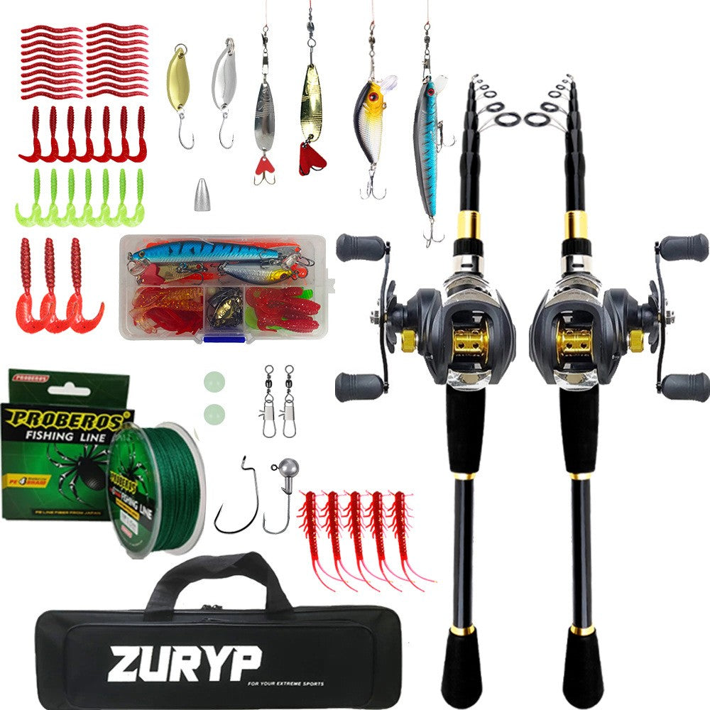Conjunto de vara de pesca luya retrátil portátil, conjunto de vara de pesca, conjunto de equipamento de pesca a qualquer hora, em qualquer lugar