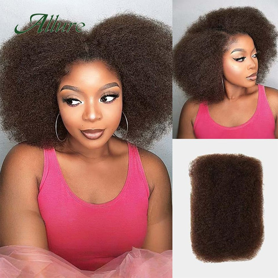 Cabelo Humano Afro Kinky Bulk QVR para Mini Twist, Tranças, Extensões de Dread Locs e Crochet, Cabelo Afro Kinky Cacheado Bulk para Dreadlocks 50g