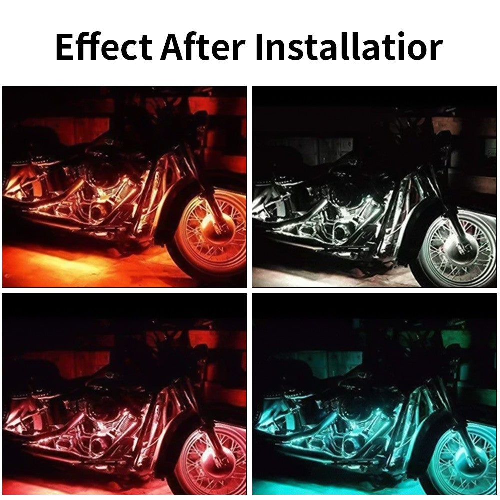 Motorcycle Atmosphere Led Light Strips Waterproof RGB Wireless RF Remote APP Control Motorbike Universal Decorative lights