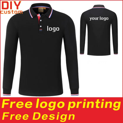 Men's and women's breathable cotton long sleeved polo shirts, T-shirts, printed logos, embroidered work clothes, customized