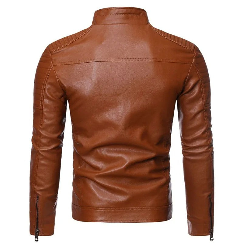 Zipper Korean Fashion Leather Sheepskin Trend Casual Fit Slim Baseball Clothes Men Leather Jacket Autumn New Men Leather Coat