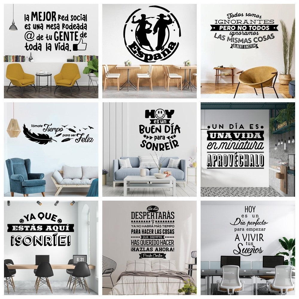 1 pc new Spanish sentence Wall Sticker Removable Wall Stickers Diy Wallpaper For Baby's Rooms Removable Decor Wall Decals