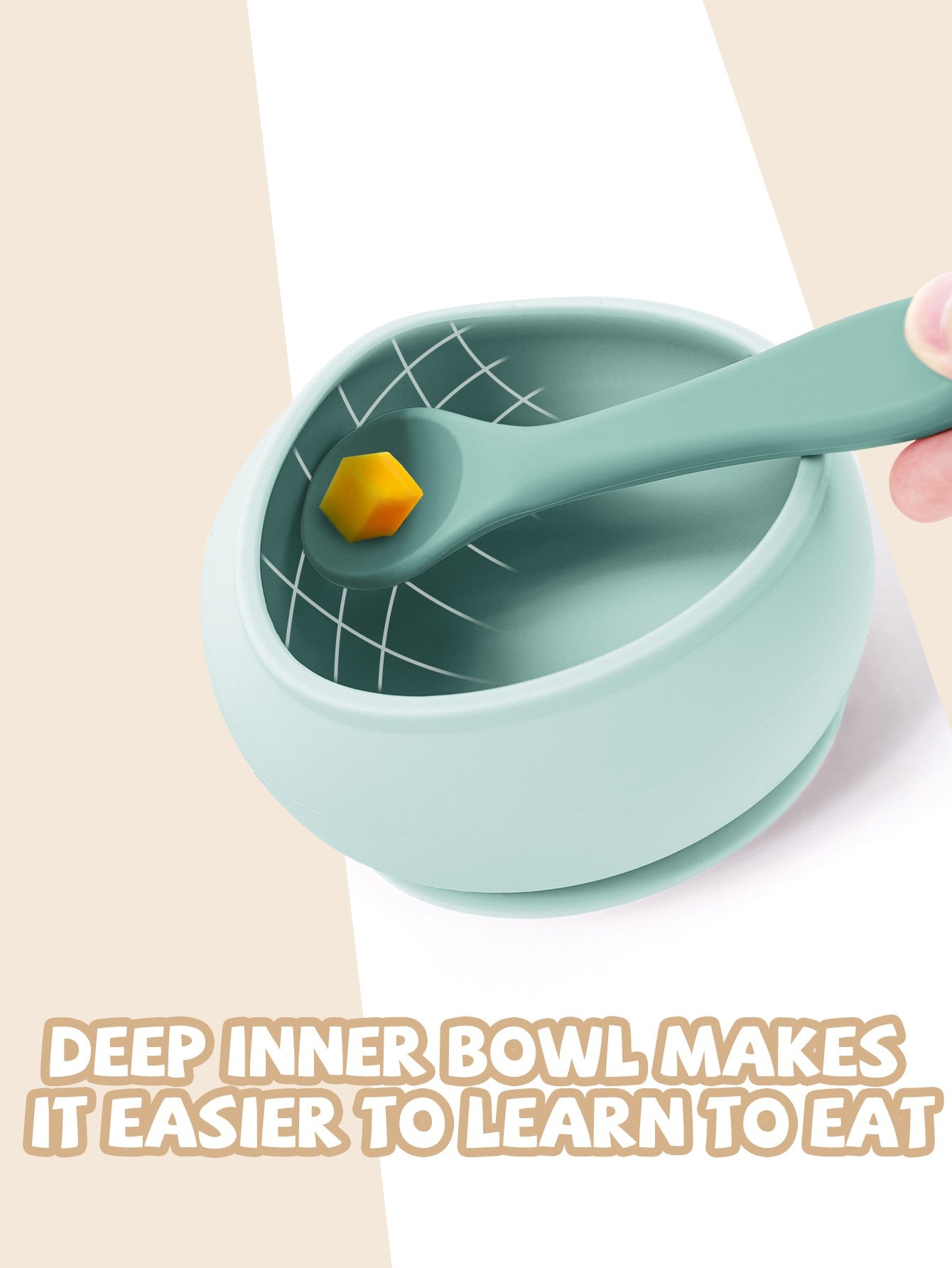 3Pcs Silicone Baby Feeding Bowl Set Learning Dishes Suction Bowl Feeding Spoon For Baby Toddler Training Bendable Chew Utensils