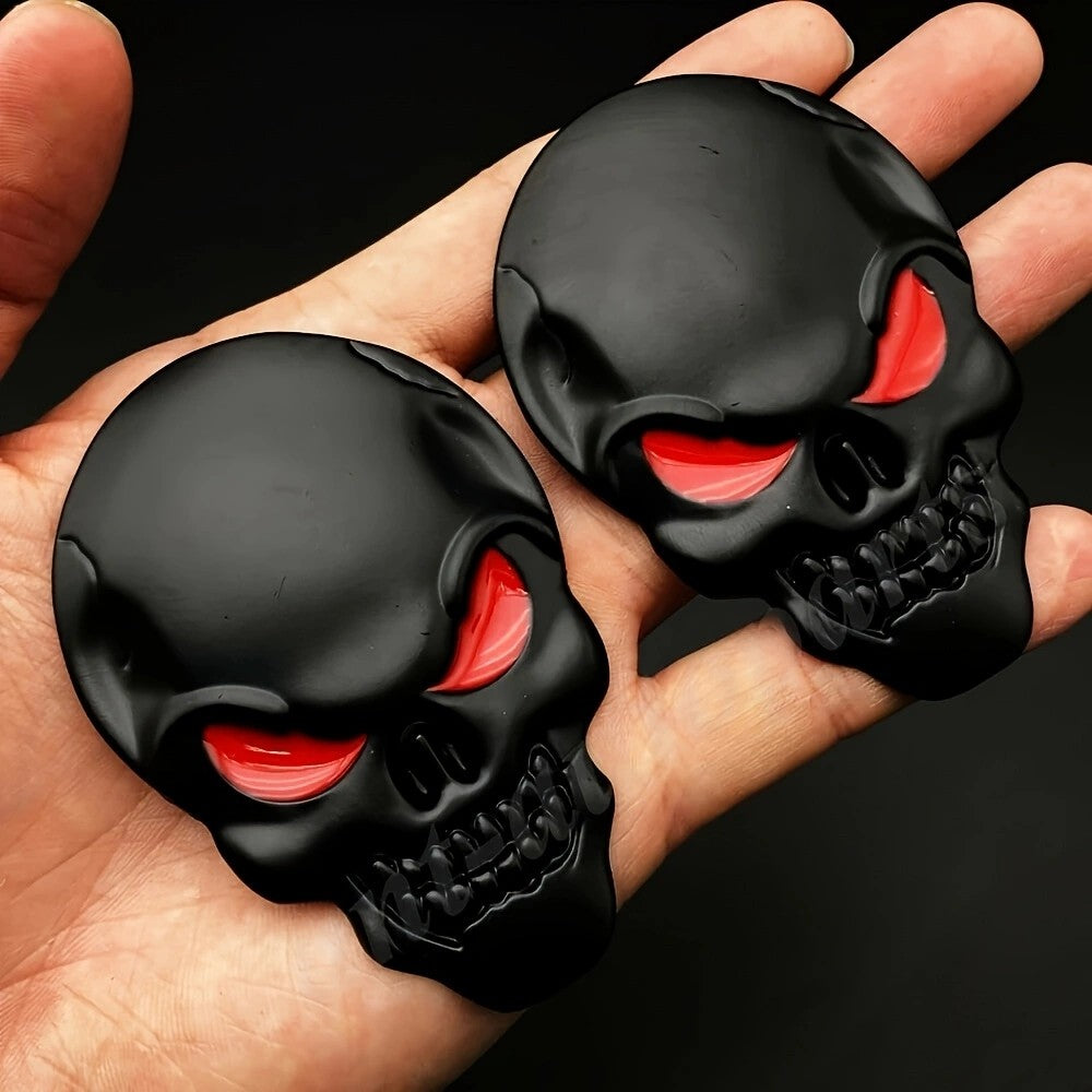 2 Peças Crânio Pirata Esqueleto Bucaneiro Cabeça Crânio Adesivo de Metal 3D para Carro Emblema Traseiro Decalque