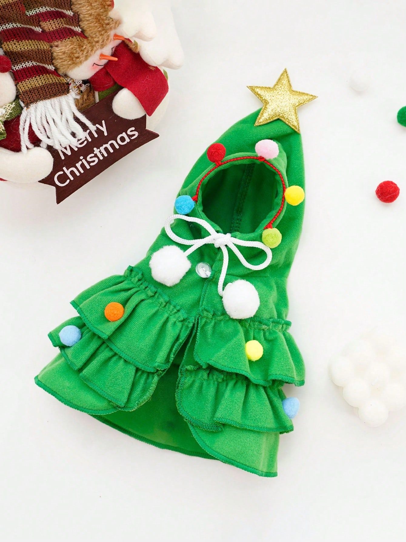 Fantasia de Natal para Pets, Capa de Cachorro para Outono e Inverno, Manto Xale de Cachorro com Design de Árvore de Natal, Roupa de Transformação para Cachorro