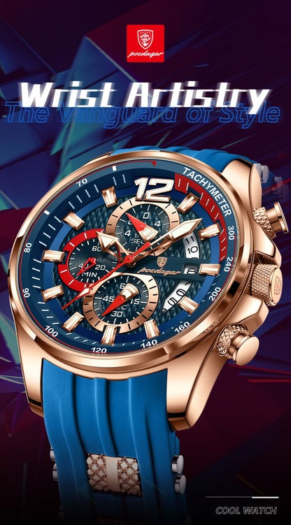 POEDAGAR Luxury Military Men Watch Calendar Chronograph Waterproof Luminous Man Wristwatch Fashion Silicone Quartz Men's Watches