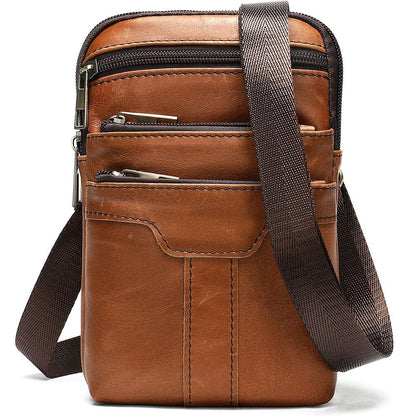 New Men's Cow Leather Chest Bag Man Small Shoulder Casual Male Crossbody Waist Bag