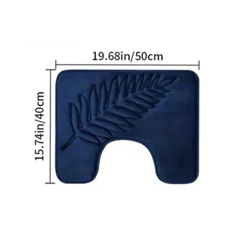 Conjunto de 3 Peças de Tapetes de Banheiro em Espuma de Memória, Ultramacios e Absorventes, com Estampa de Folhas, Tapetes de Banho Grossos e Laváveis Para Vaso Sanitário e Banheira