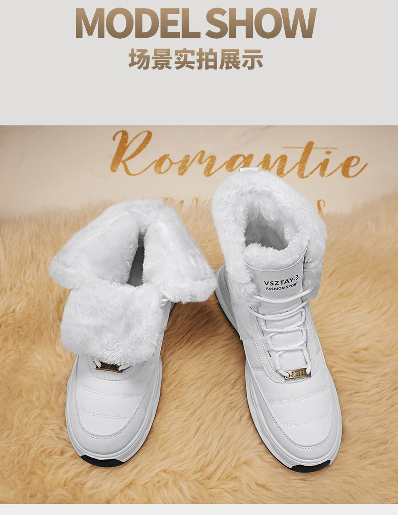 Men's Winter Plus Velvet Warm High-top Down Bread Shoes Waterproof and Non-slip Cotton Shoes Men's Big Boots==bottes Pour Hommes
