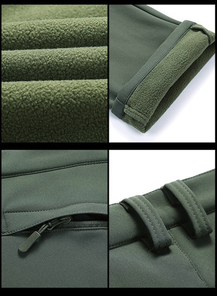 TRVLWEGO Thick Warm Fleece Hiking Pants Men Winter Waterproof Windproof Outdoor Soft Shell Rain Trekking Camping Ski Trousers