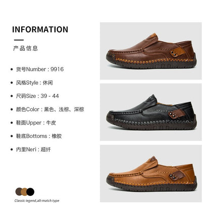 Novos Sapatos Masculinos de Couro Feitos à Mão Casuais Confortáveis Mocassins Masculinos de Couro Slip On Sapatilhas Masculinas Venda Quente Calçados para Caminhada ao Ar Livre