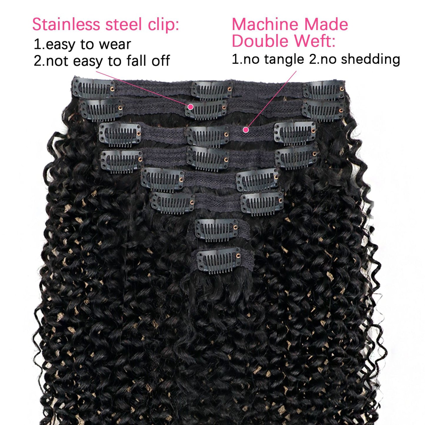 Extensões de Cabelo com Clipe Ondulado de Água Cabelo Humano Real Cacheado Profundo com Clipe para Mulheres 8 Peças 120G Extensões de Cabelo Humano Remy Brasileiro