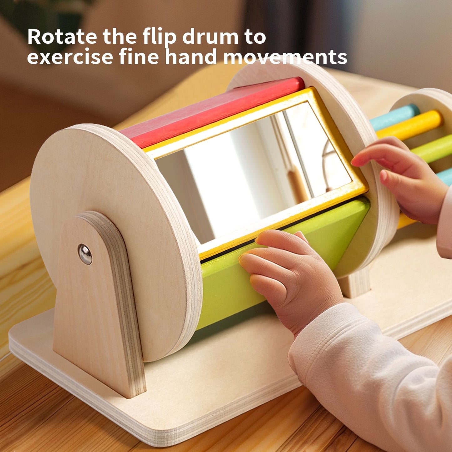 Newest Wooden Drum Baby Toys Bright Color Sensory Montessori Drum Toys Hottest Kids Rolling Drum Toys Early Childhood Education