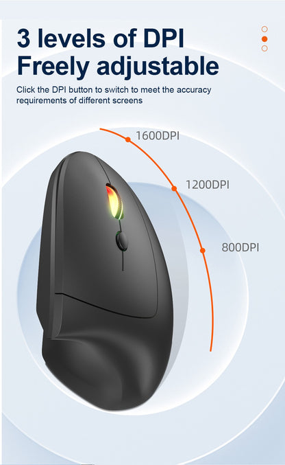 2.4GHz Bluetooth Wireless Mouse Rechargeable Vertical Mice Ergonomic 3Adjustable 1600DPI 6Buttons for Laptop PC Computer Desktop