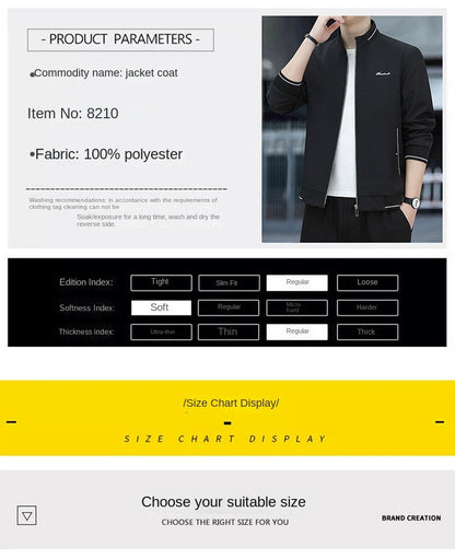 Spring Autumn New Men Lapel Jacket Coats Fashion Fabric Comfortable Breathable Sweat Absorption Comfortable Slim Version Coats