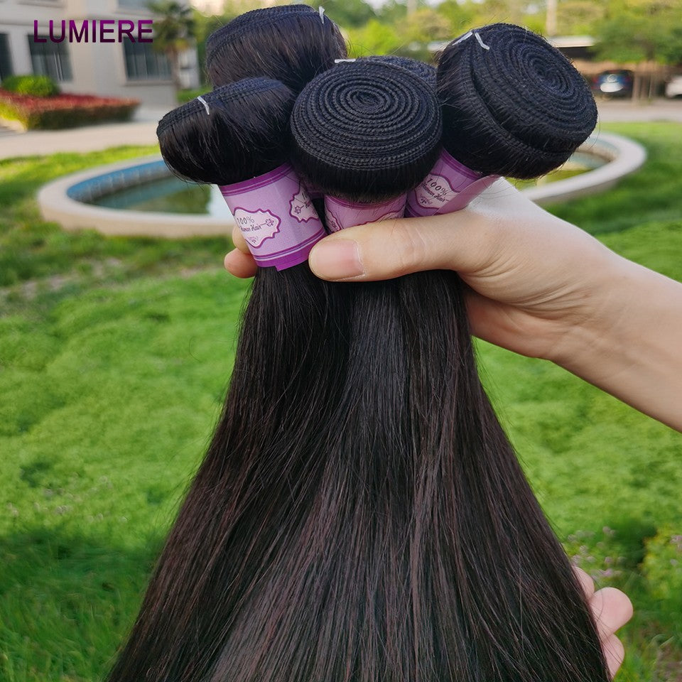 Cabelo Humano Liso Extenso de 8 a 40 polegadas, Pacotes de 1/3/4 peças, Cabelo Brasileiro para Mega Hair, Cabelo Humano Cru, Pacotes em Oferta, Extensões de Cabelo Virgem Lumiere