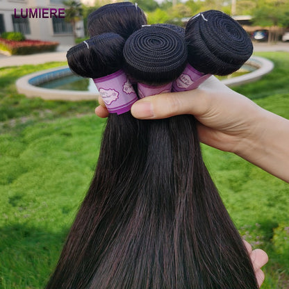 Cabelo Humano Liso Extenso de 8 a 40 polegadas, Pacotes de 1/3/4 peças, Cabelo Brasileiro para Mega Hair, Cabelo Humano Cru, Pacotes em Oferta, Extensões de Cabelo Virgem Lumiere