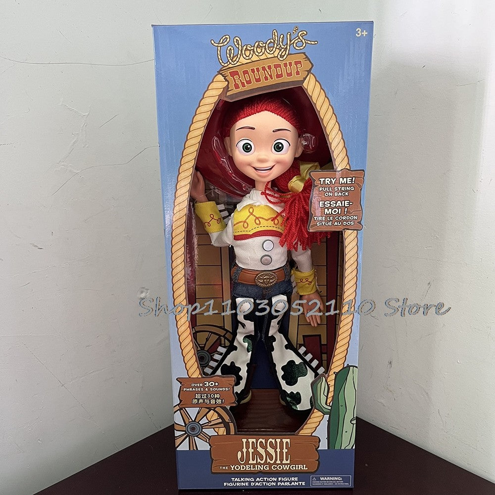 Toy Story 4 Woody e Jessie Articulados com Falas Canto Macio Fofo Anime Figura Decoração Modelo Presente de Aniversário Brinquedos