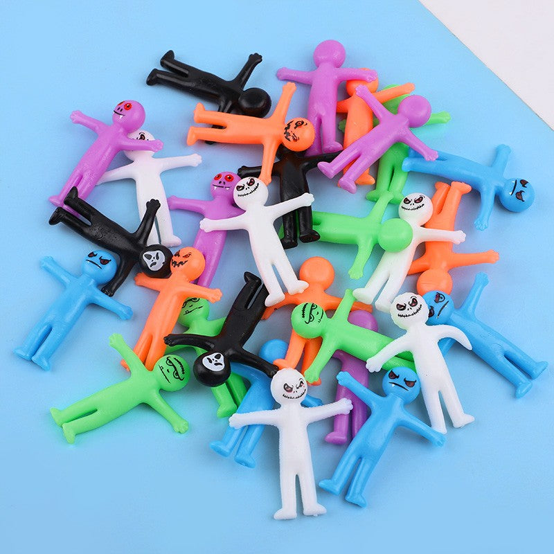 12-36Pcs Funny Little Man Halloween Stretchy Toy Kids Halloween Birthday Party Favors Goodie Bag Trick or Treat Bucket Filler