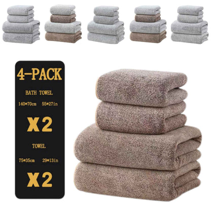 4pcs Basics Towel Set - Soft, Absorbent & Lightweight, Includes 2 Bath Towels & 2 Hand Towels, Ideal for Bathroom Use