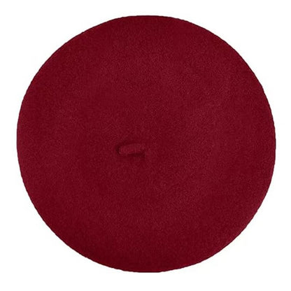 Boina de lã sintética quente de inverno feminina meninas artista francesa gorro chapéu vermelho preto roxo bege laranja Kawaii bonés de topo plano aquecedores