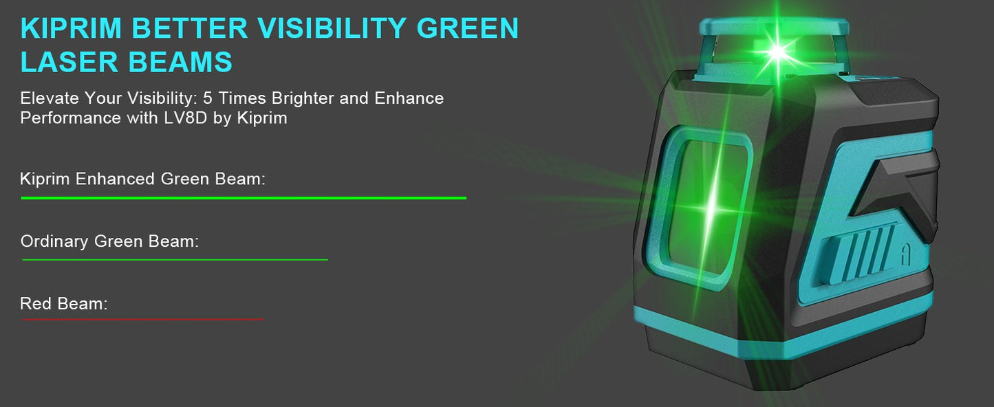 Kiprim Nível a Laser 2 Linhas/5 Linhas Nível de Nivelamento Automático 360 Ferramenta de Construção Equipamento de Luz Verde Laser Profissional Cruzado