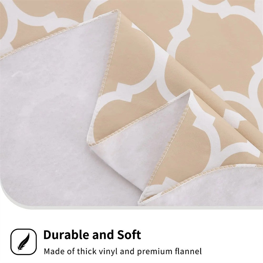 Olanly Waterproof Tablecloth Heat-Resistant 60inch Round PVC Table Cloth Wedding Kitchen Dining Desk Moroccan Table Coat Cover