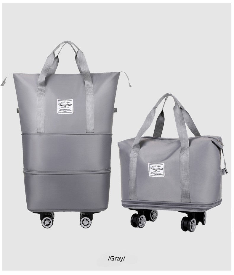 Universal Wheel Expandable Luggage Large Capacity Lightweight Travel Fitness Bag with Dry And Wet Separation Storage