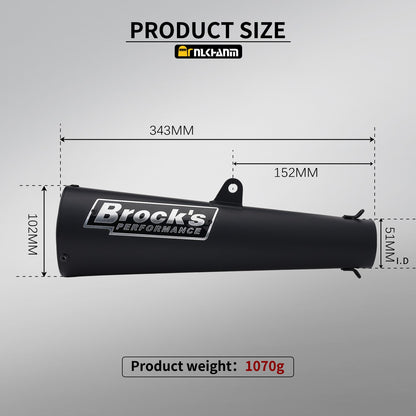 Universal 51/60 Motorcycle Exhaust System Modification Brock Alien Slip On Stainless Steel Escape Muffler for Hayabusa ZX14R