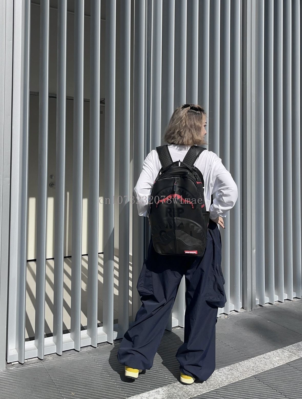 Fashion Shark Letter Transparent Backpack Men Sport Waterproof PVC Clear Plastic Schoolbag Casual Street Large Capacity Rucksack