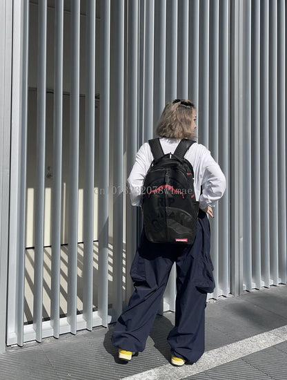 Fashion Shark Letter Transparent Backpack Men Sport Waterproof PVC Clear Plastic Schoolbag Casual Street Large Capacity Rucksack