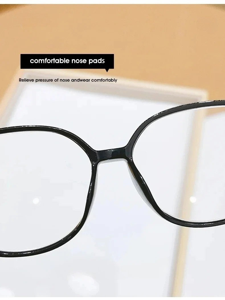 Blue Light Blocking HD Women Reading Glasses Stylish Presbyopic Eyeglasses Plano Eyewear Dazzling Large Frame Set with Diamonds